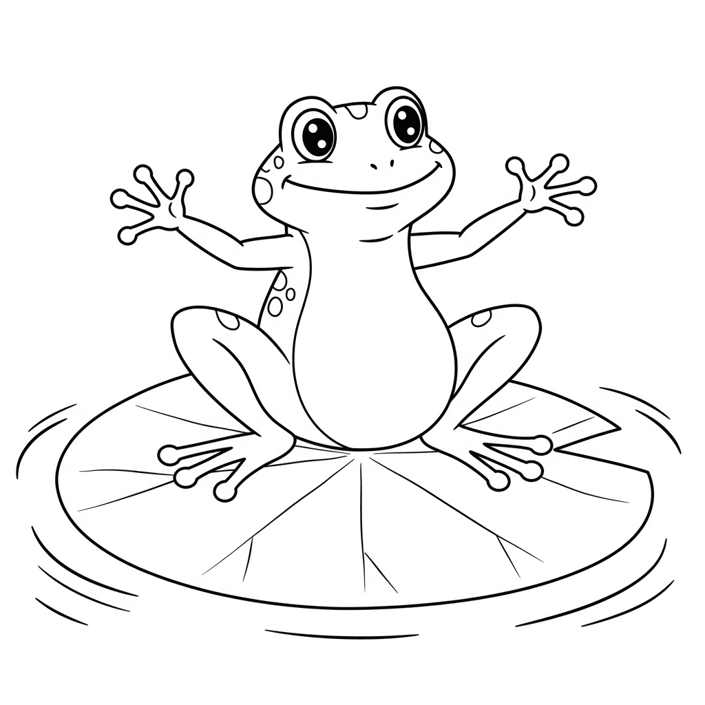A frog sitting on a leaf - Free printable coloring page | Colori.io